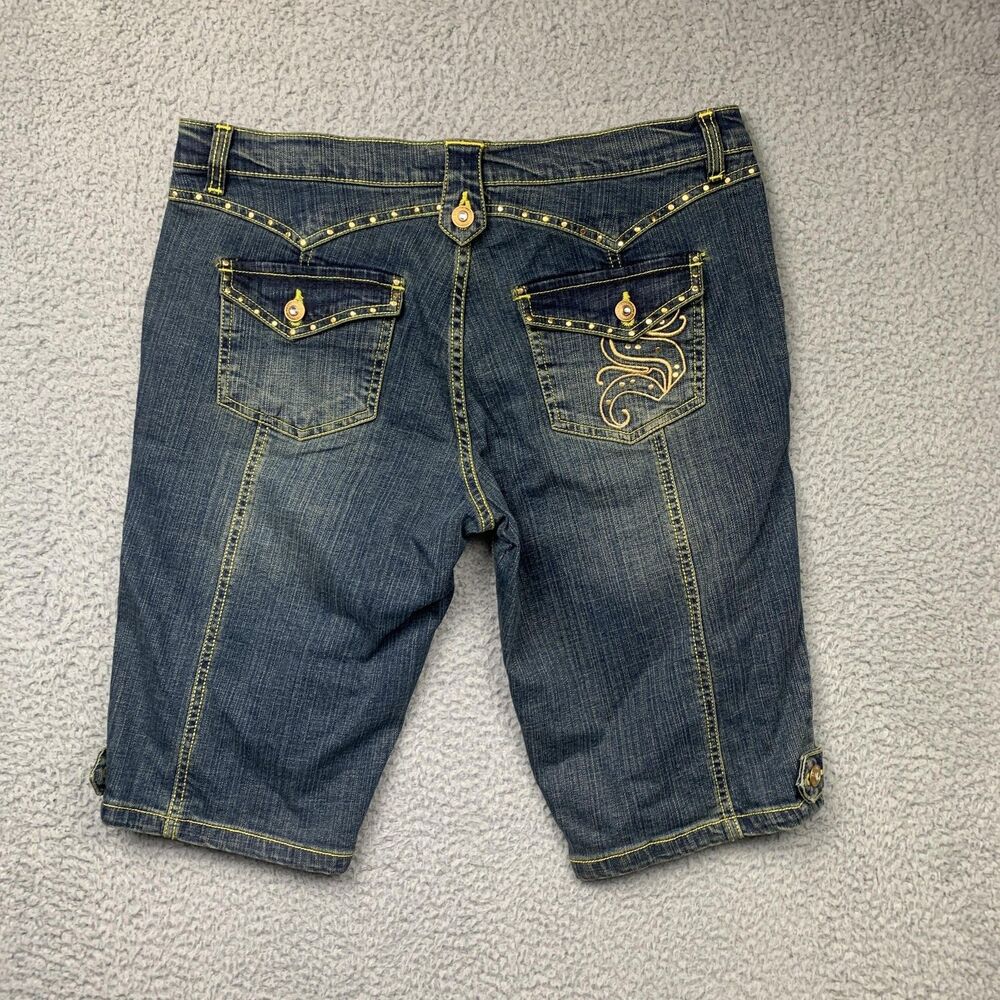 Southpole Shorts Womens 15 Embellished Bling Bermuda Flap Pockets